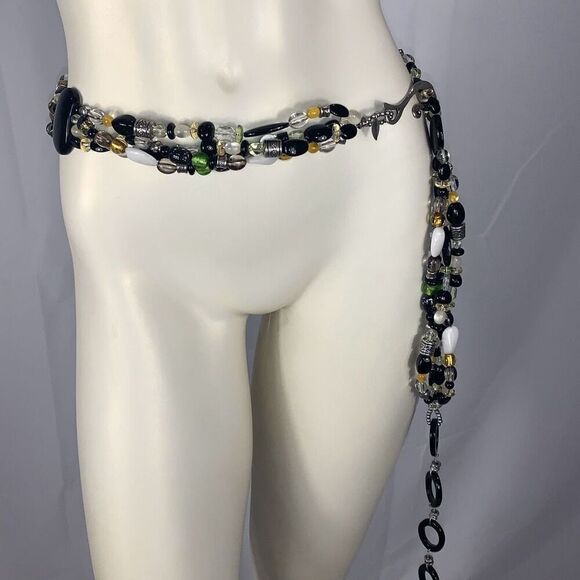 Vintage 90’s Beaded Hip Belt Coldwater Creek Multi Beaded Boho Statement Belt XL - Picture 3 of 16